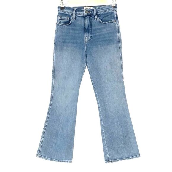 FRAME Jeans Boot Cut Le Sylvie Kick Boot High Waist Light Blue Wash Size 26 - Picture 4 of 14